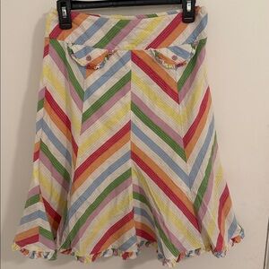 Odille by Anthropologie Rainbow Womens Sz 0 A-line Skirt
